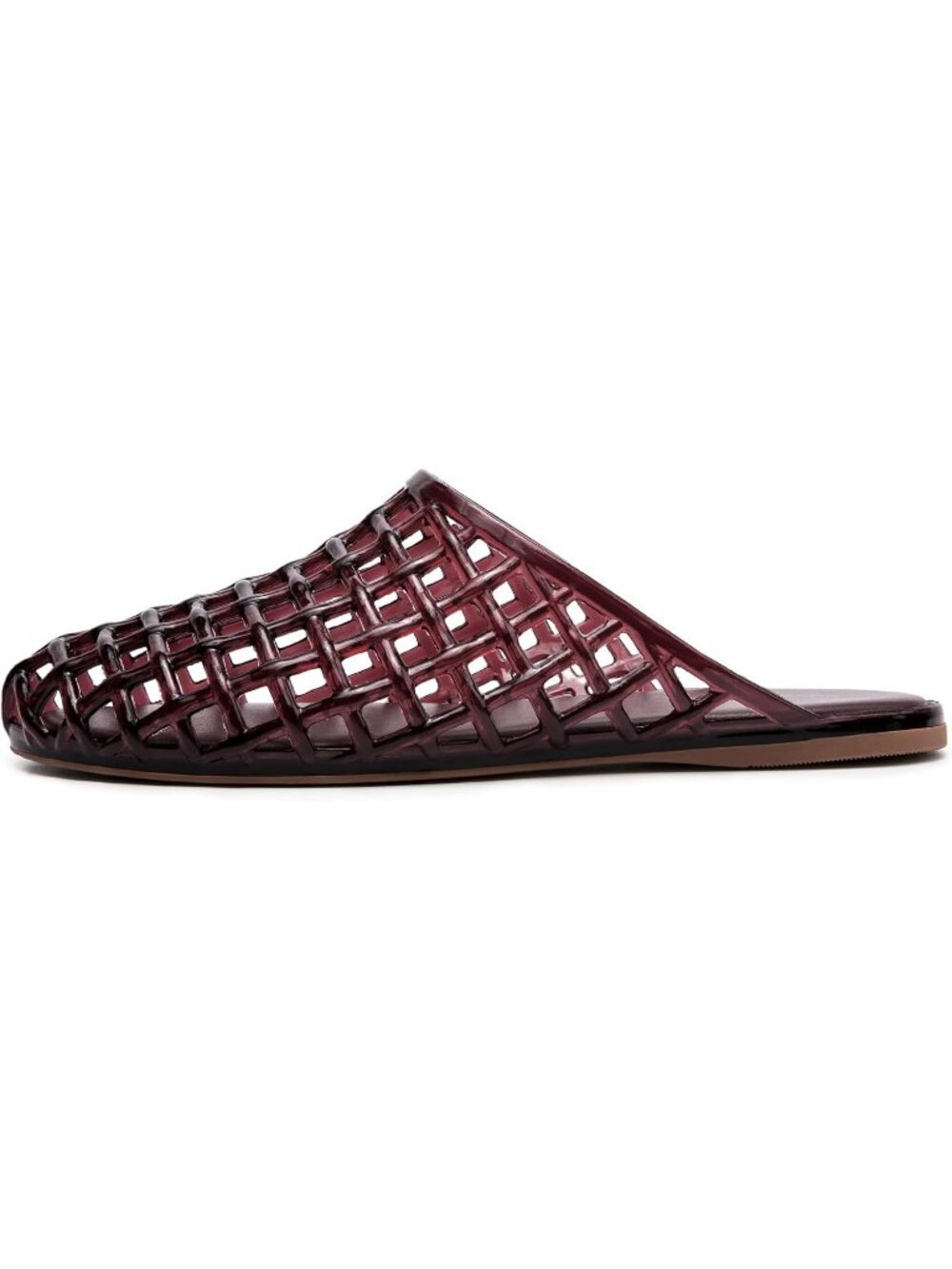 Women's Wine Red Jelly Closed Toe Mesh Hollow Slide Casual Flat Sandal Shoes - Picture 4 of 6